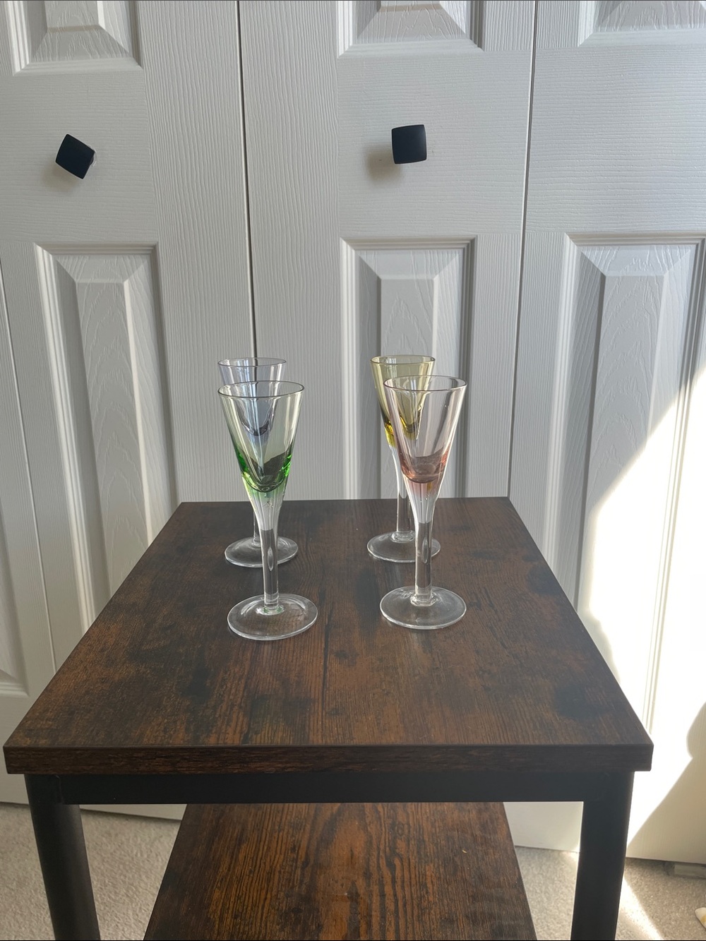 Vintage cordial glasses multicolor pastel